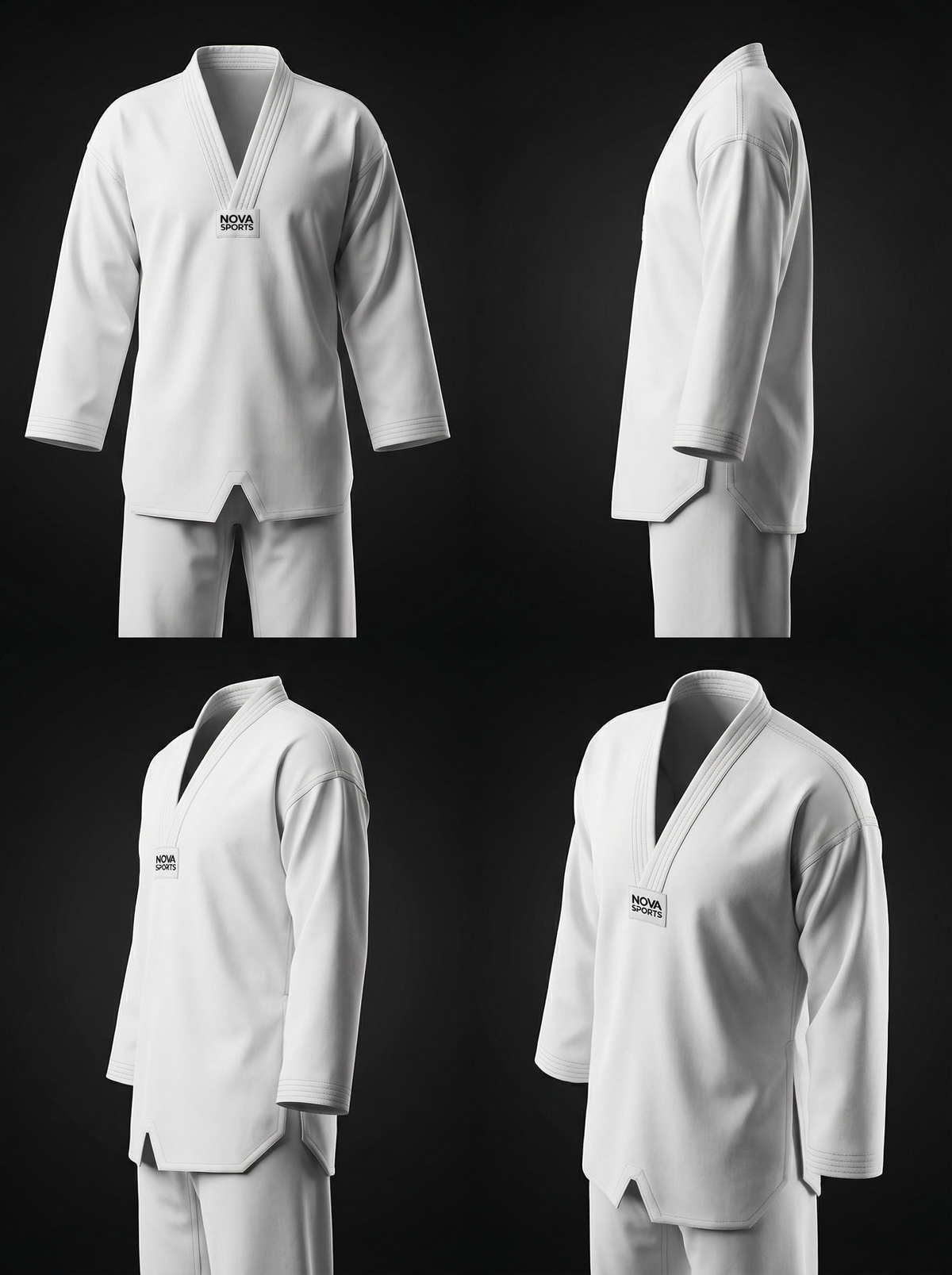 Martial artist in a white uniform, from Nova Sports Mauritius