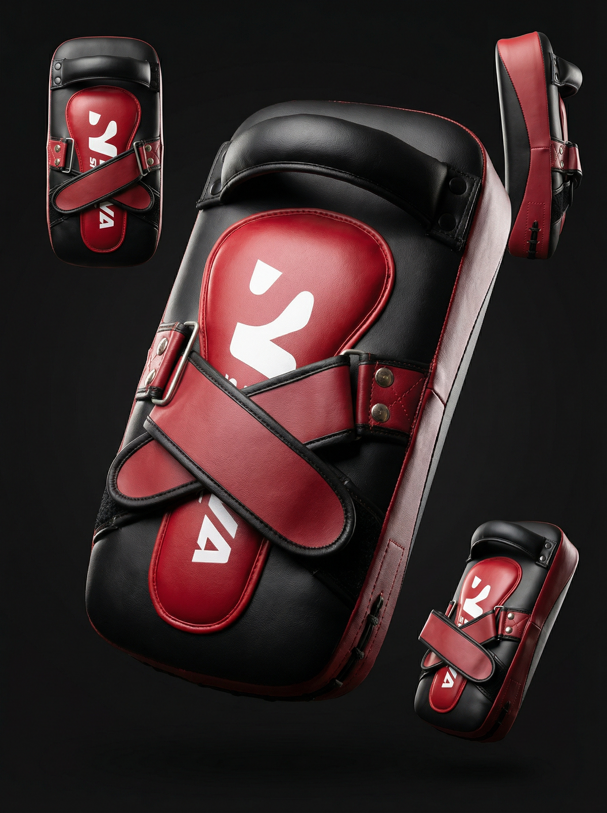 Nova Arm Pad — Black & Red Rexine — view 2 — Arm Pads from Nova Sports Mauritius
