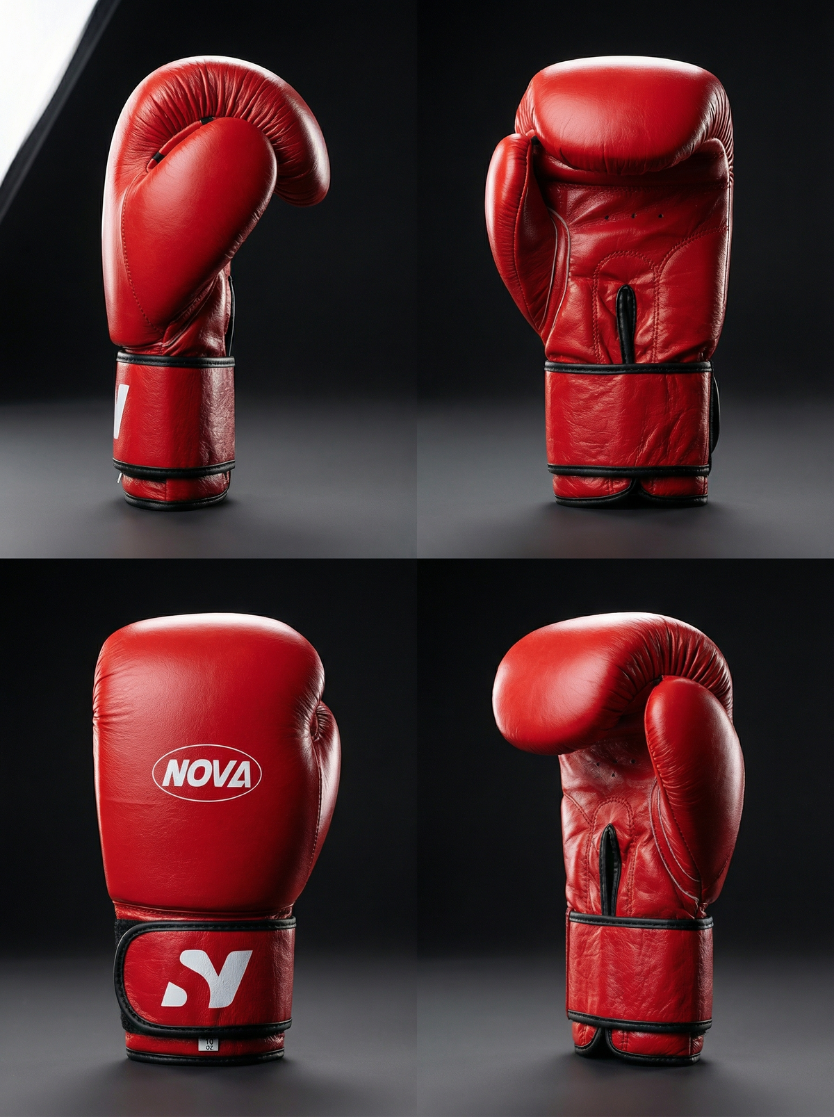 Nova Boxing Gloves — Red Leather — view 2 — Gloves from Nova Sports Mauritius
