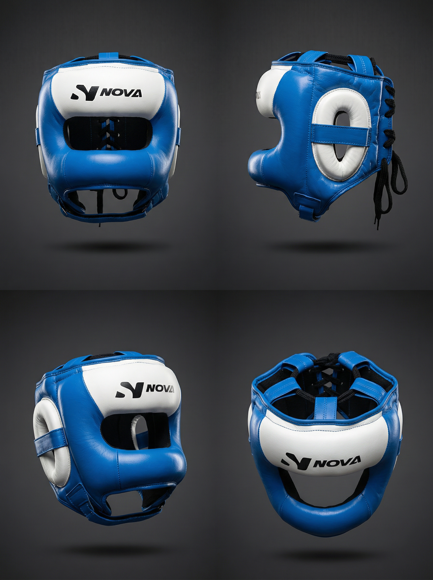 Head Guard Leather Blue