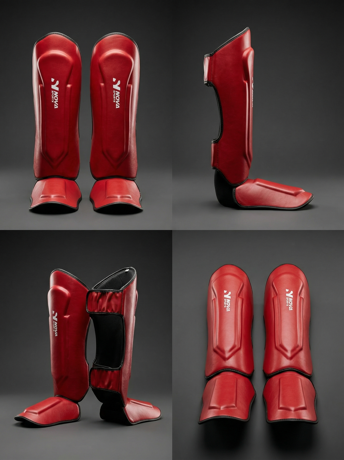Nova Sports Red Shin Guards – Lightweight Martial Arts Leg Protection — view 2 — Shin & Foot Guards from Nova Sports Mauritius
