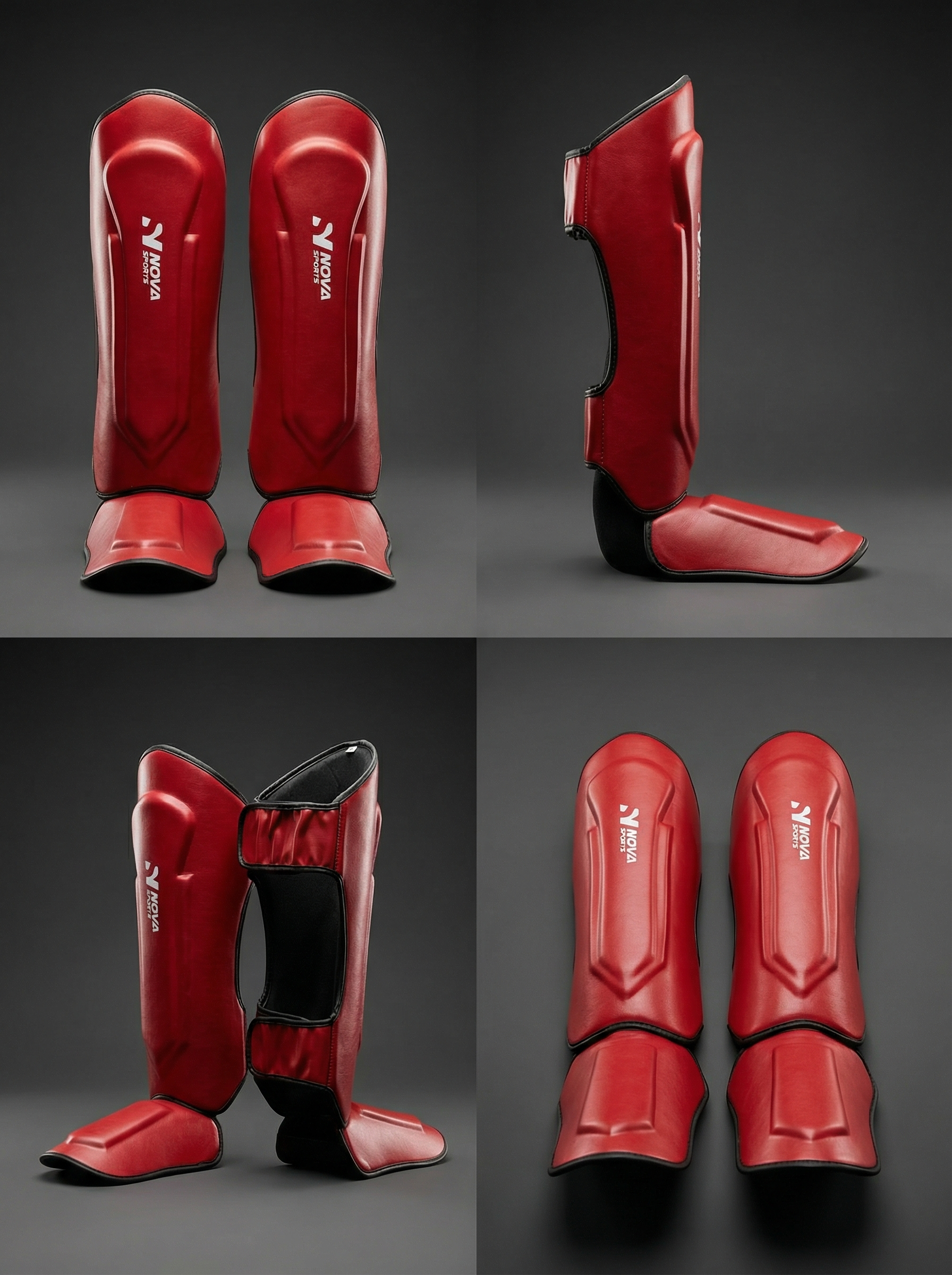 NOVA Sports Red Shin Guards – Lightweight Martial Arts Leg Protection
