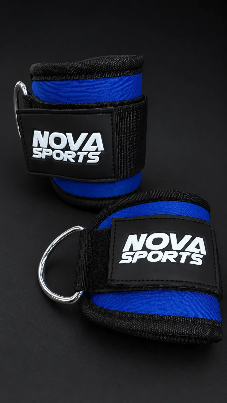 Nova Sports ankle straps in blue with steel D-ring, pair — Ankle Straps from Nova Sports Mauritius
