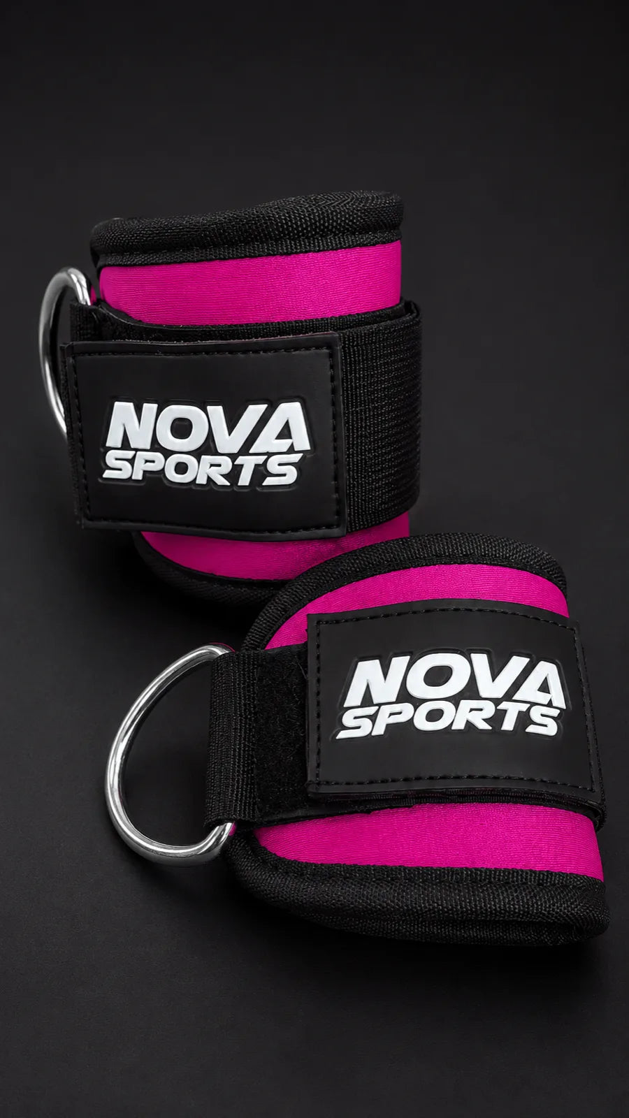 Nova Sports ankle straps in pink with steel D-ring, pair — Ankle Straps from Nova Sports Mauritius
