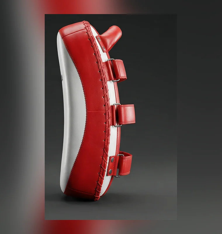 Nova Curved Arm Pad — Red & White Leather — view 3 — Arm Pads from Nova Sports Mauritius
