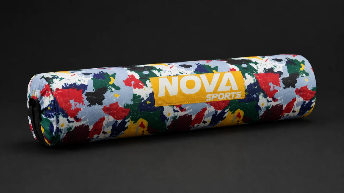 Nova Sports barbell squat pad in multicolour splash camo print — Barbell Pads from Nova Sports Mauritius
