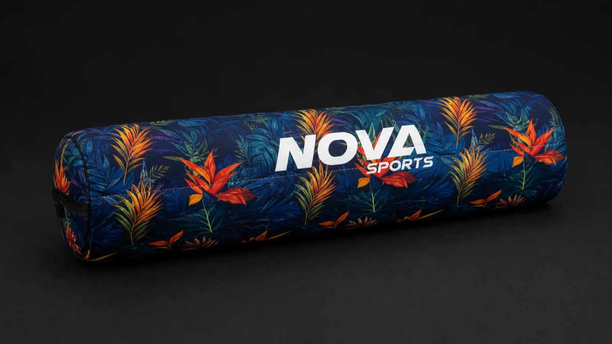 Nova Sports barbell squat pad in navy tropical floral print — Barbell Pads from Nova Sports Mauritius
