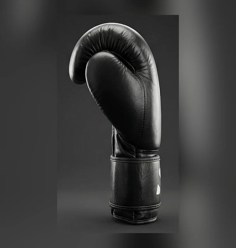Nova Boxing Gloves — Black Leather — view 3 — Gloves from Nova Sports Mauritius

