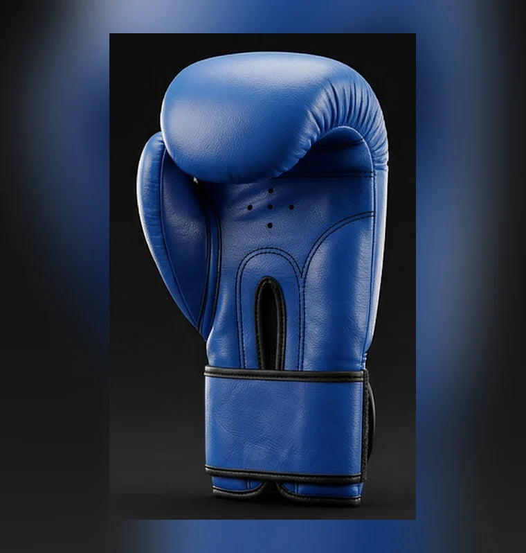 Nova Boxing Gloves — Blue Leather — view 3 — Gloves from Nova Sports Mauritius
