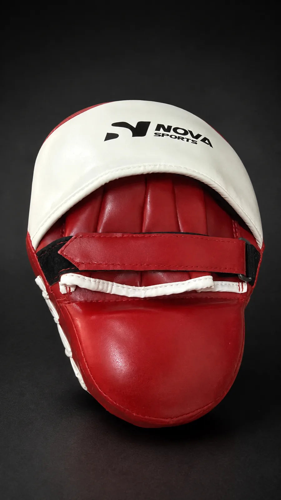 Nova red and white curved leather boxing focus mitt — Focus Pads & Mitts from Nova Sports Mauritius
