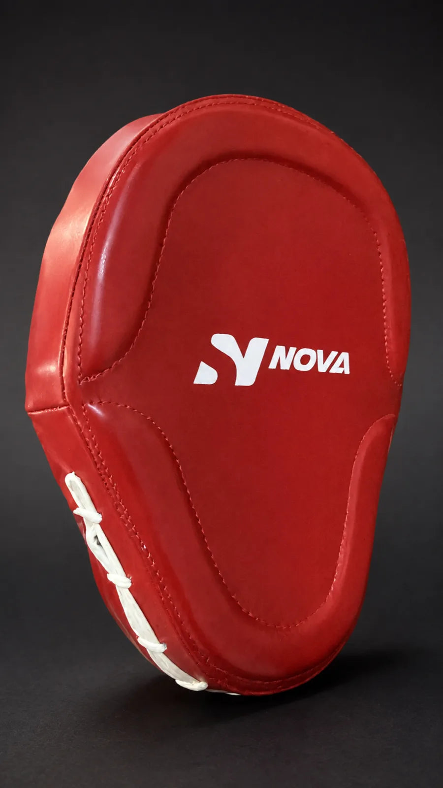 Nova red leather curved focus mitt, striking face — Focus Pads & Mitts from Nova Sports Mauritius
