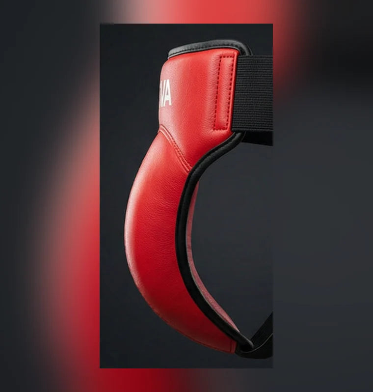 Nova Groin Guard — Red Leather — view 2 — Groin Guards from Nova Sports Mauritius
