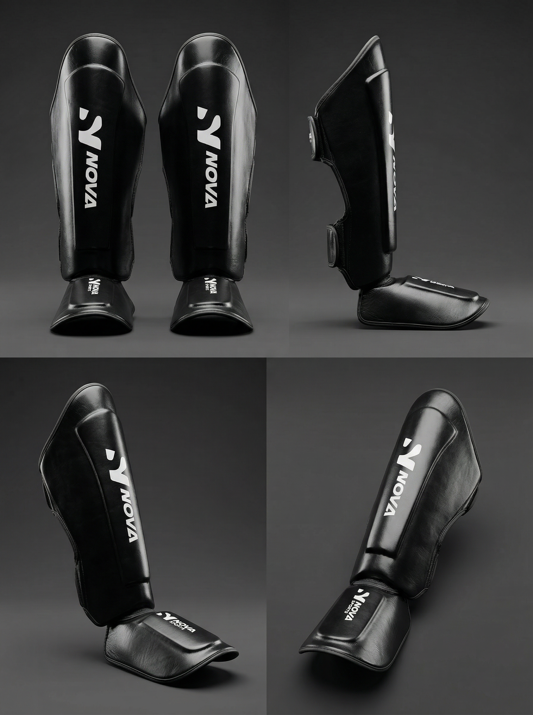 NOVA Shin Guards with Foot Protection – Black