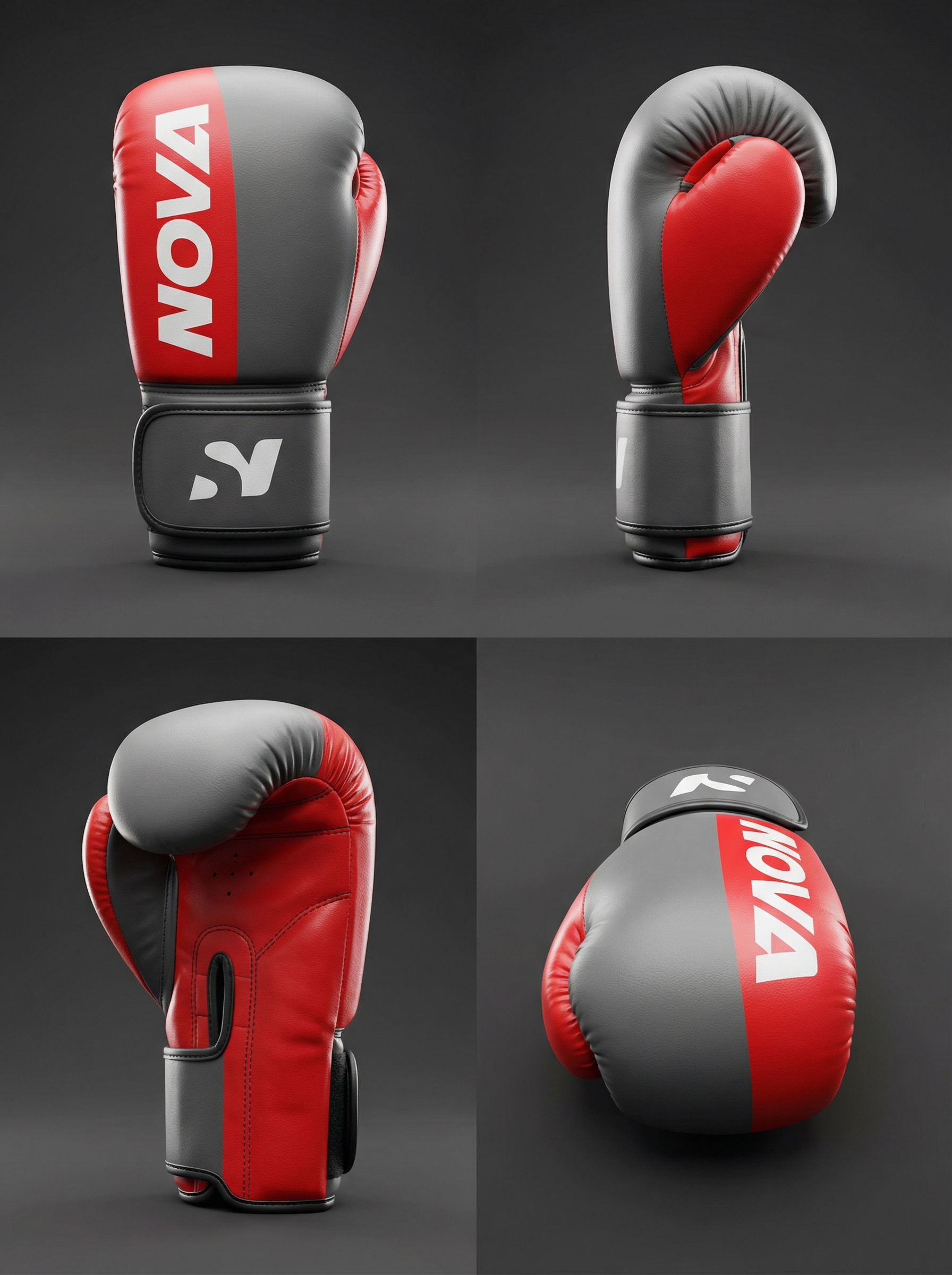 NOVA Red & Grey Boxing Gloves