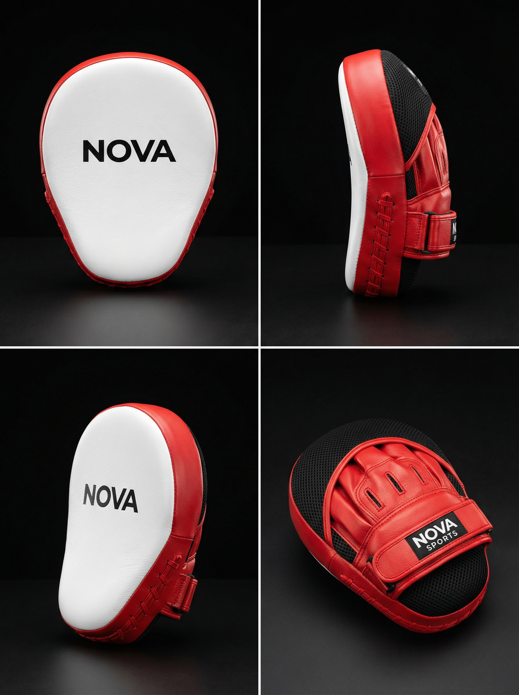 NOVA Sports Red & White Curved Boxing Focus Mitt