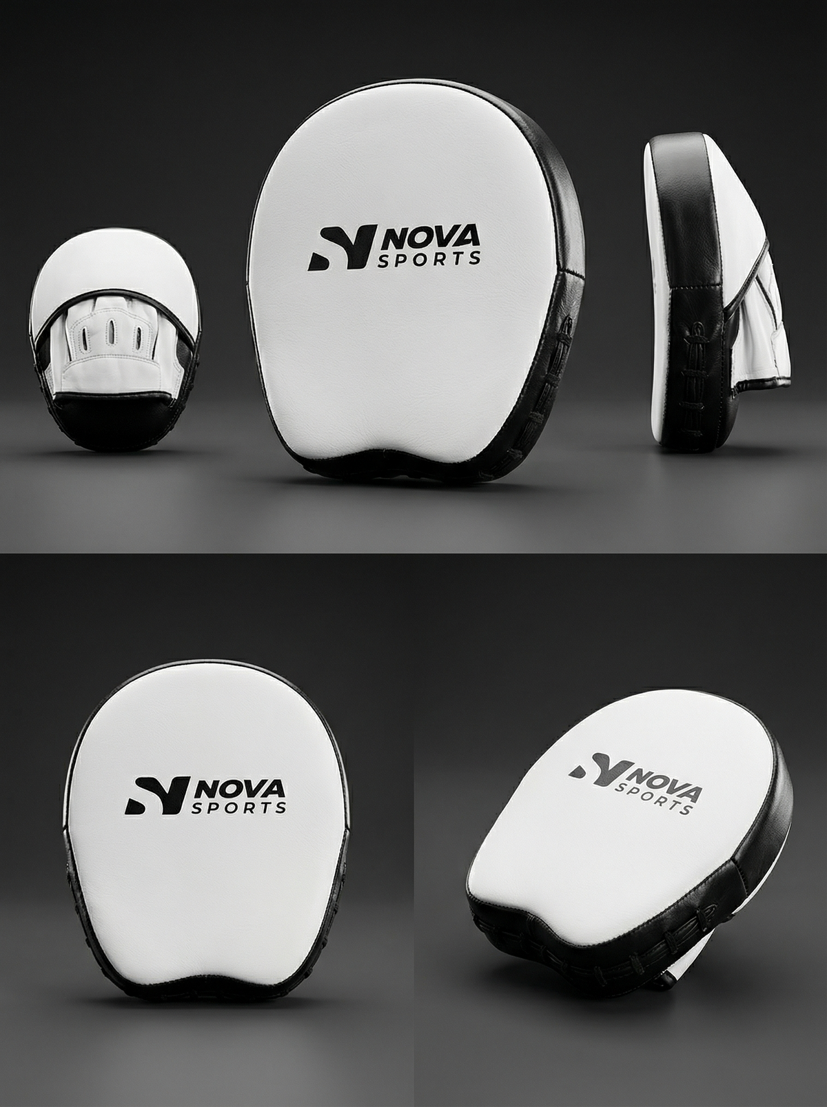 Nova Sports White & Black Curved Boxing Focus Mitt — view 2 — Focus Pads & Mitts from Nova Sports Mauritius
