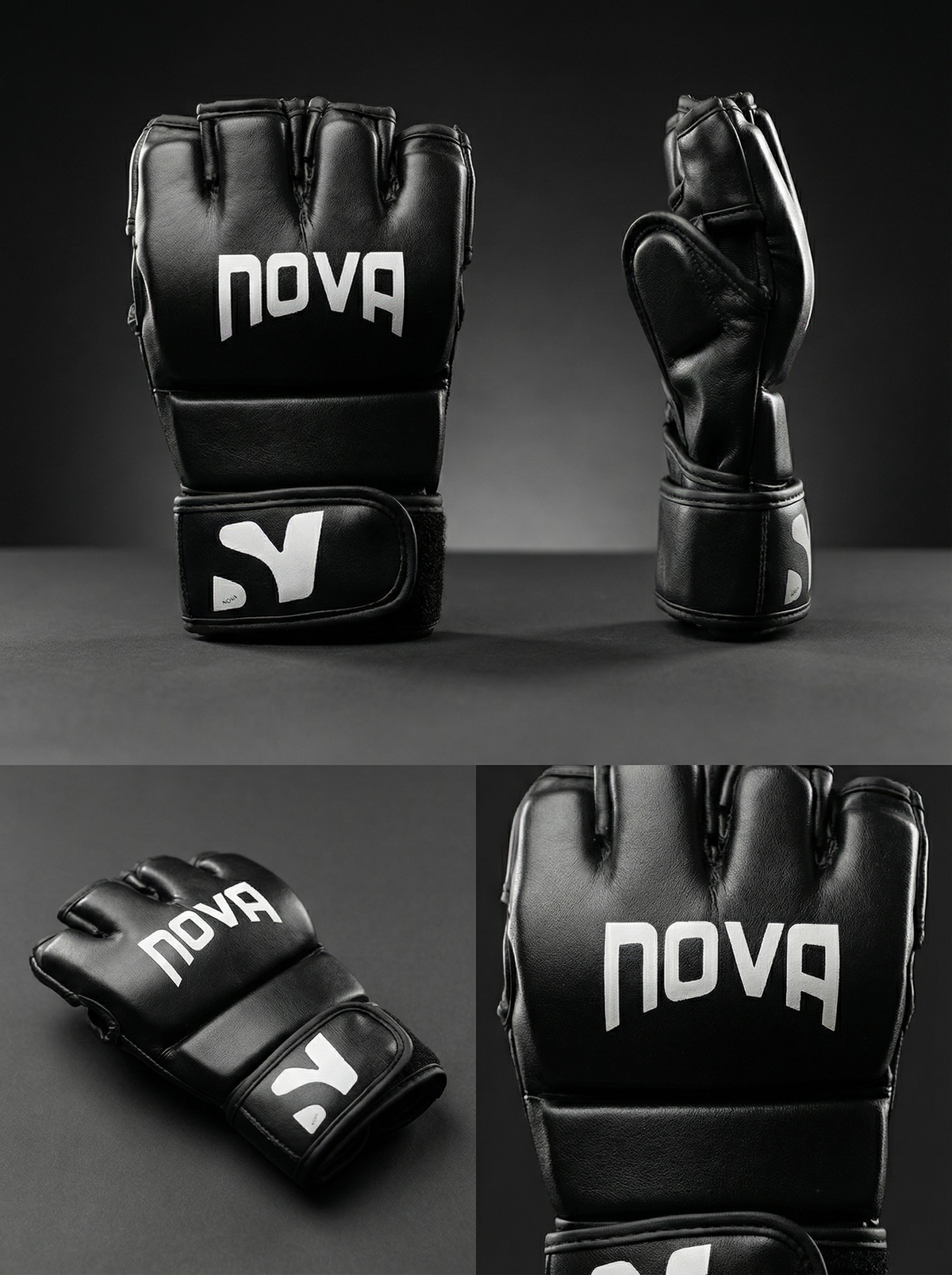 Nova Black MMA Training Gloves — view 2 — Gloves from Nova Sports Mauritius
