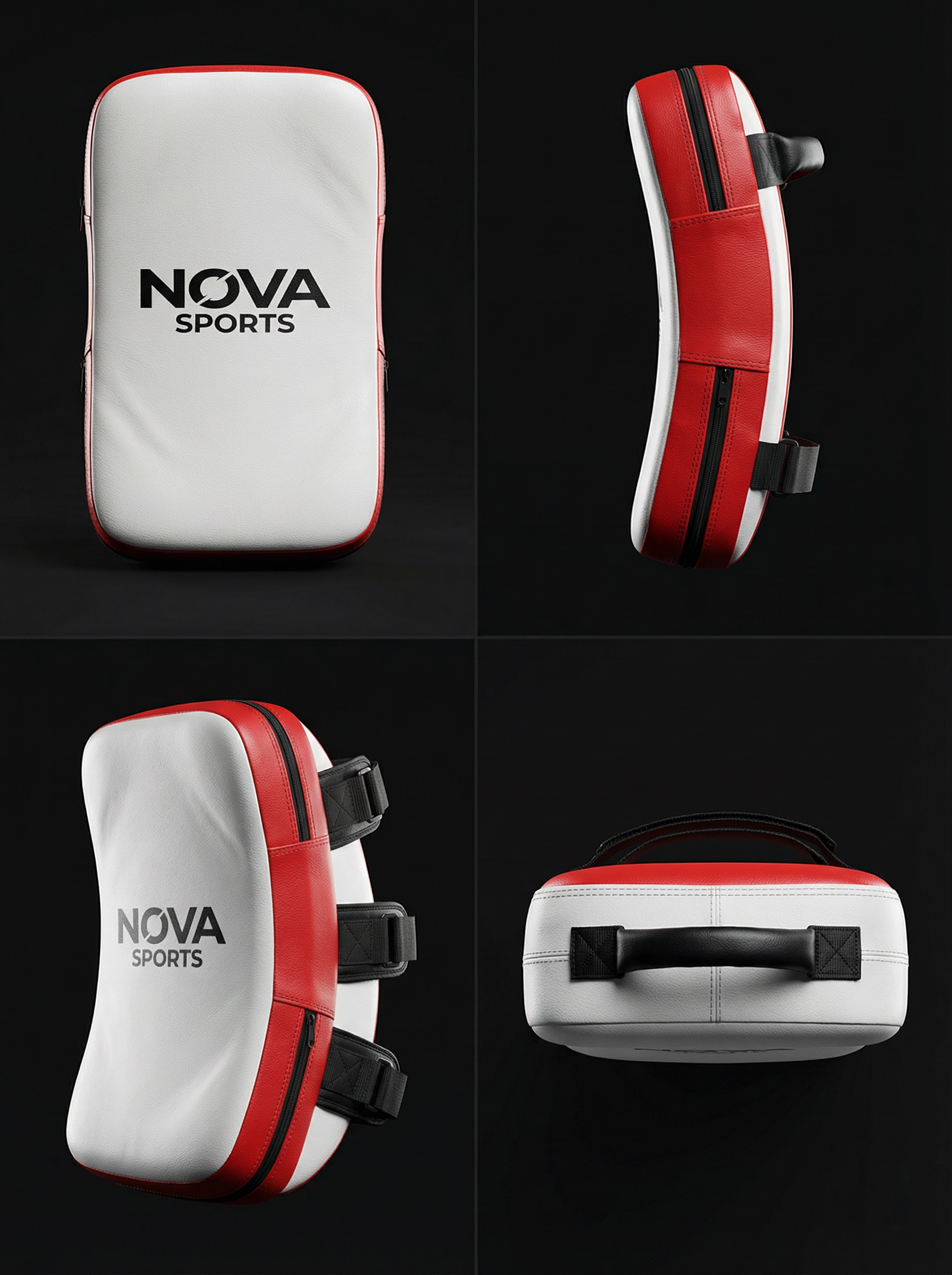 NOVA Curved Kick Shield – White & Red