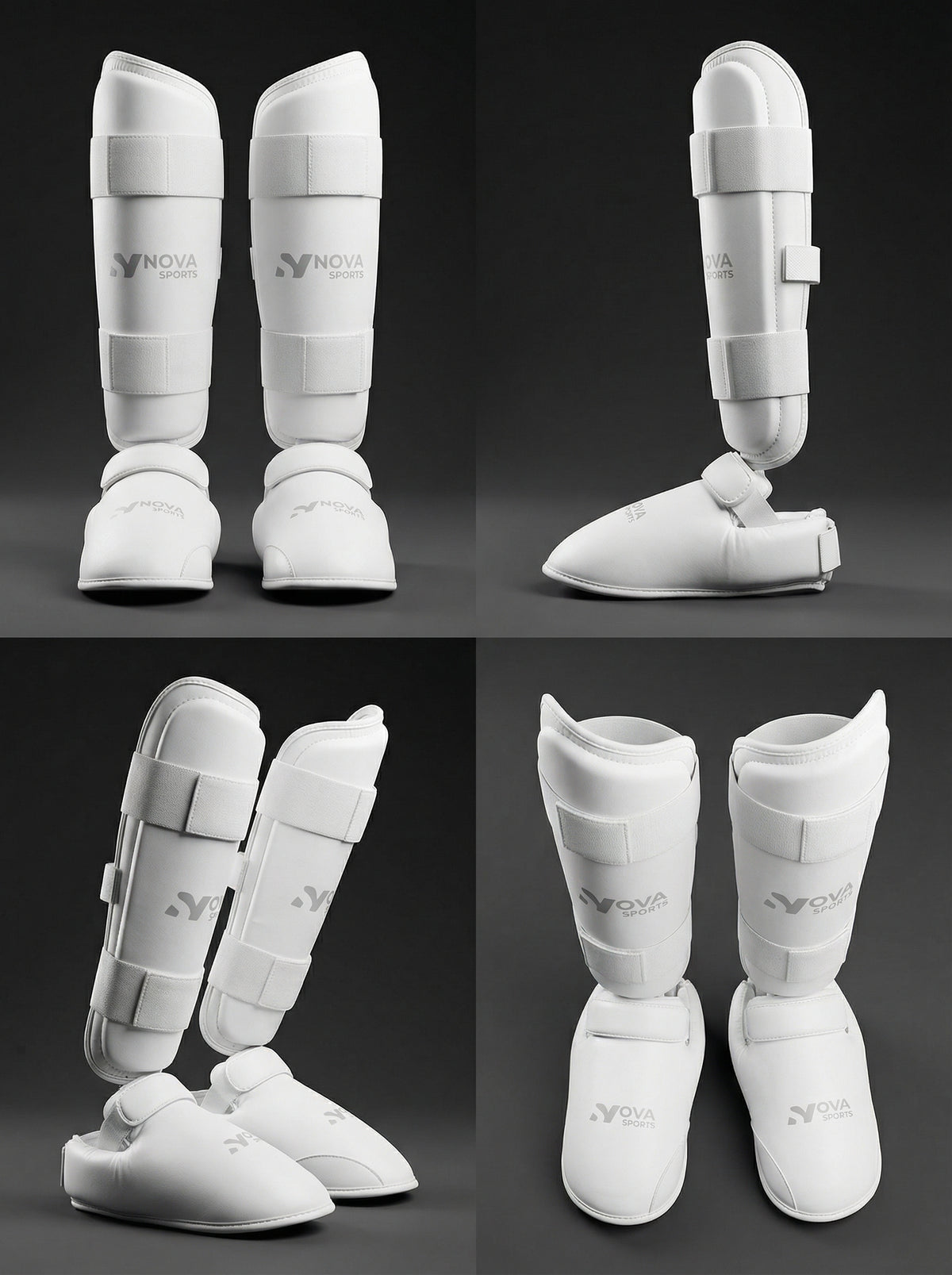 Nova Sports White Karate Shin & Foot Guards — view 2 — Shin & Foot Guards from Nova Sports Mauritius
