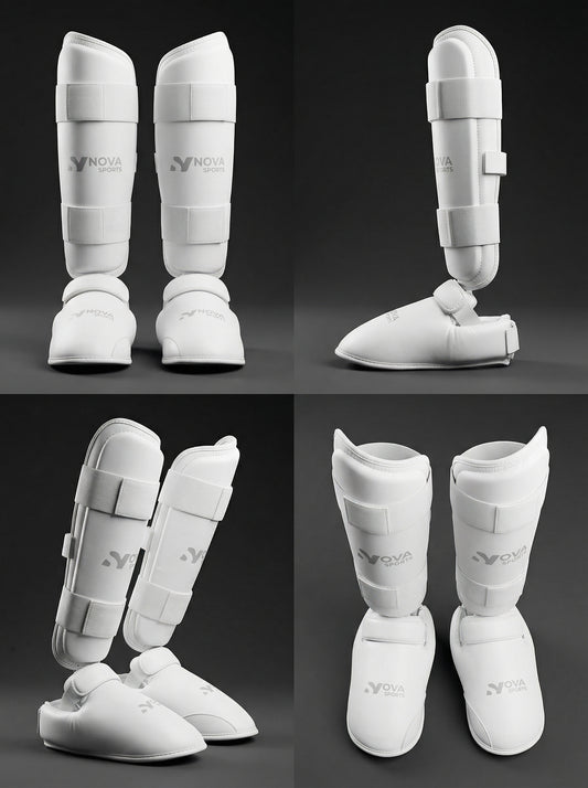 NOVA Sports White Karate Shin & Foot Guards