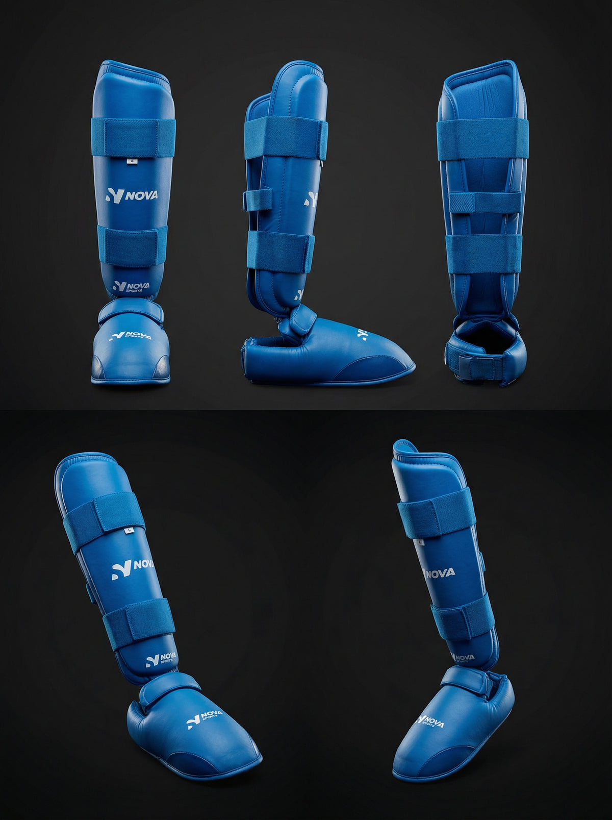 Nova Sports Blue Karate Shin & Foot Guards — view 2 — Shin & Foot Guards from Nova Sports Mauritius

