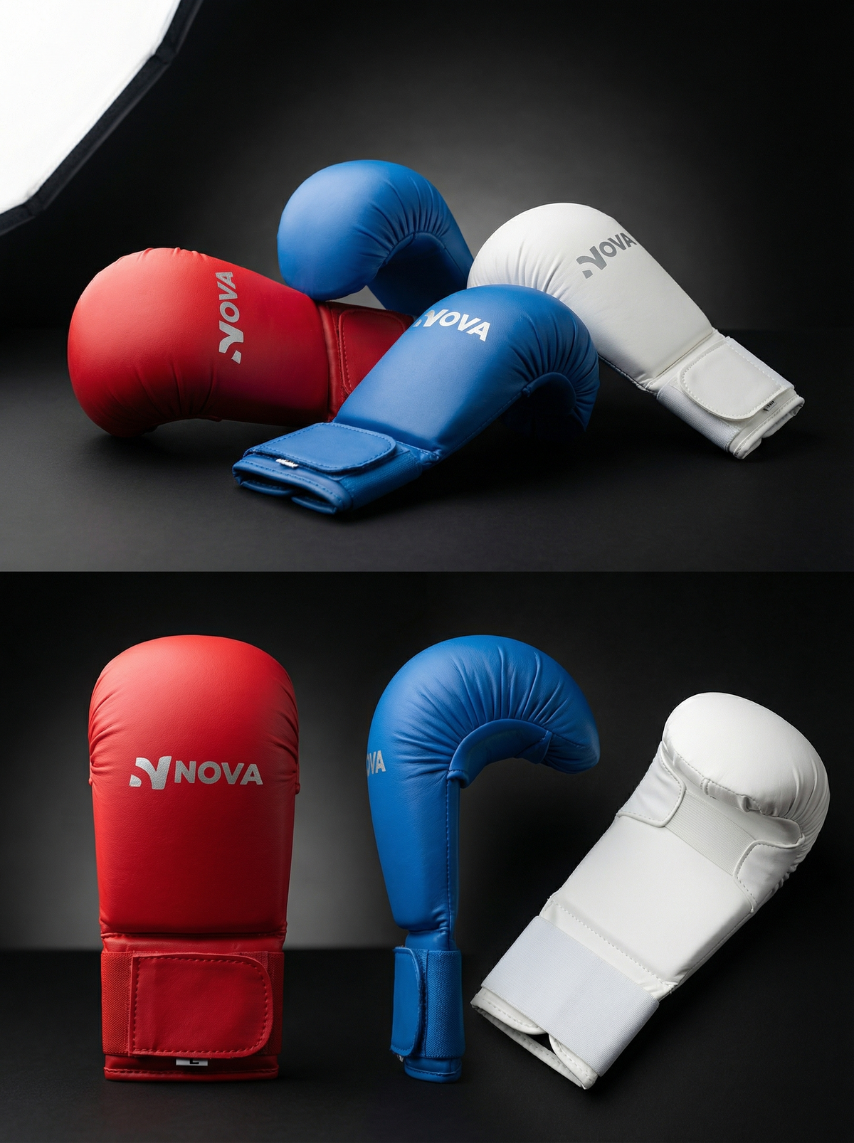Nova Karate Gloves — White — view 2 — Gloves from Nova Sports Mauritius
