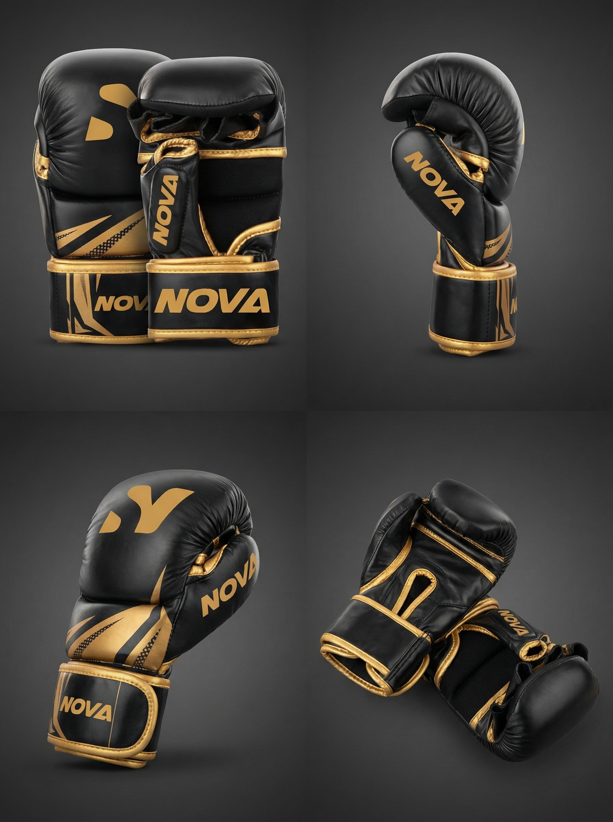 Nova MMA Shooter Gloves — Black & Gold — view 5 — MMA Gloves from Nova Sports Mauritius
