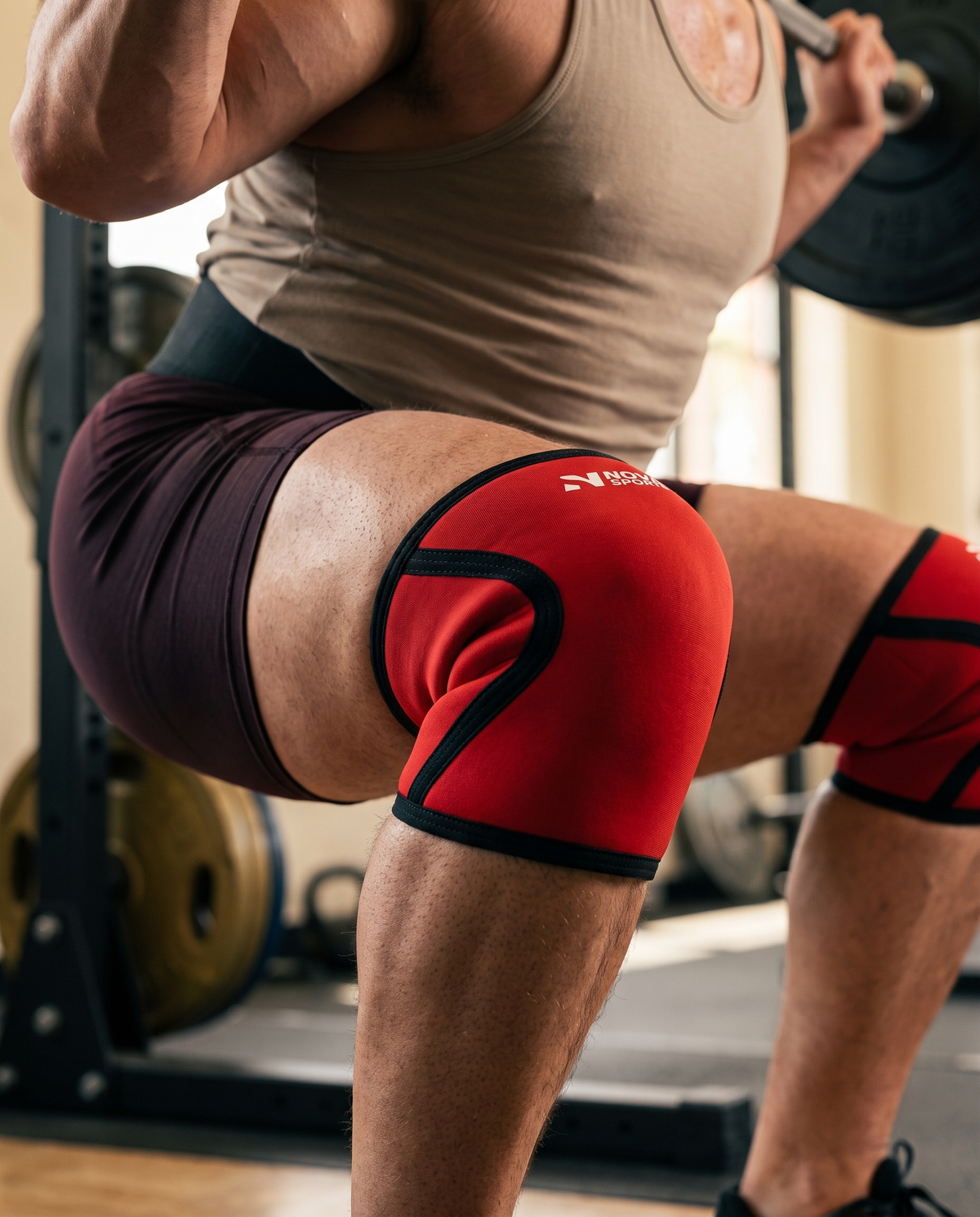 Contoured black neoprene knee sleeves for squats — Nova Sports Mauritius — Wraps & Sleeves from Nova Sports Mauritius
