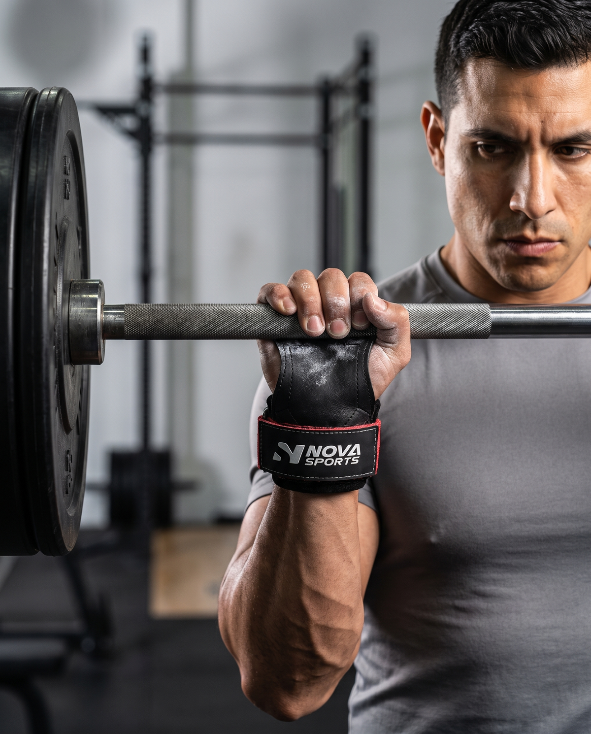 Leather power grips with palm shield and wrist strap, for pull-ups and rows — Nova Sports Mauritius — Straps & Grips from Nova Sports Mauritius
