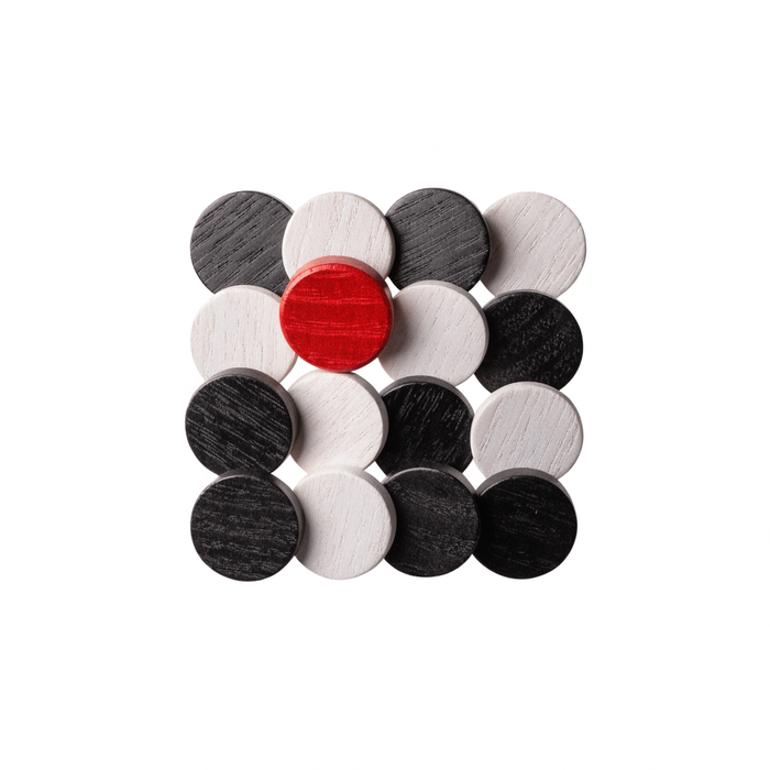 Set of black and white carrom coins with red queen — carrom coins and striker at Nova Sports Mauritius — Games available in Mauritius
