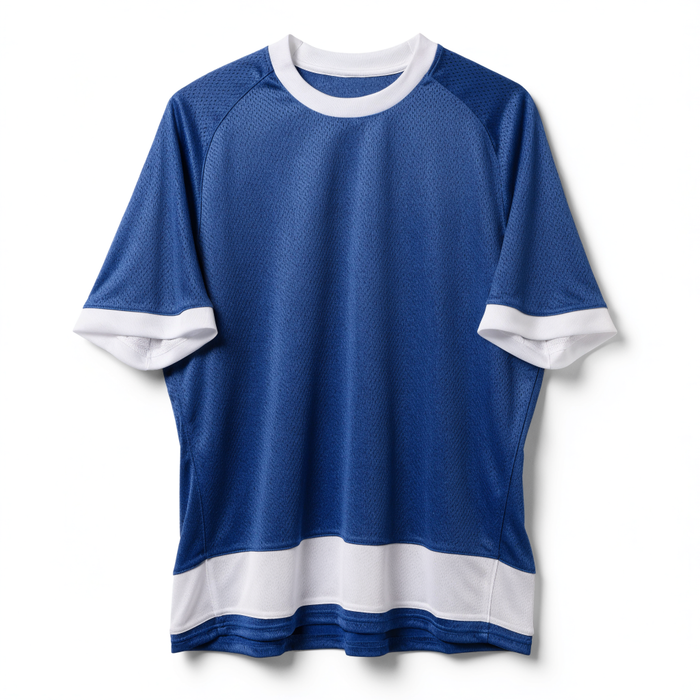 Plain blue and white breathable mesh football jersey laid flat — football jerseys at Nova Sports Mauritius — Football available in Mauritius

