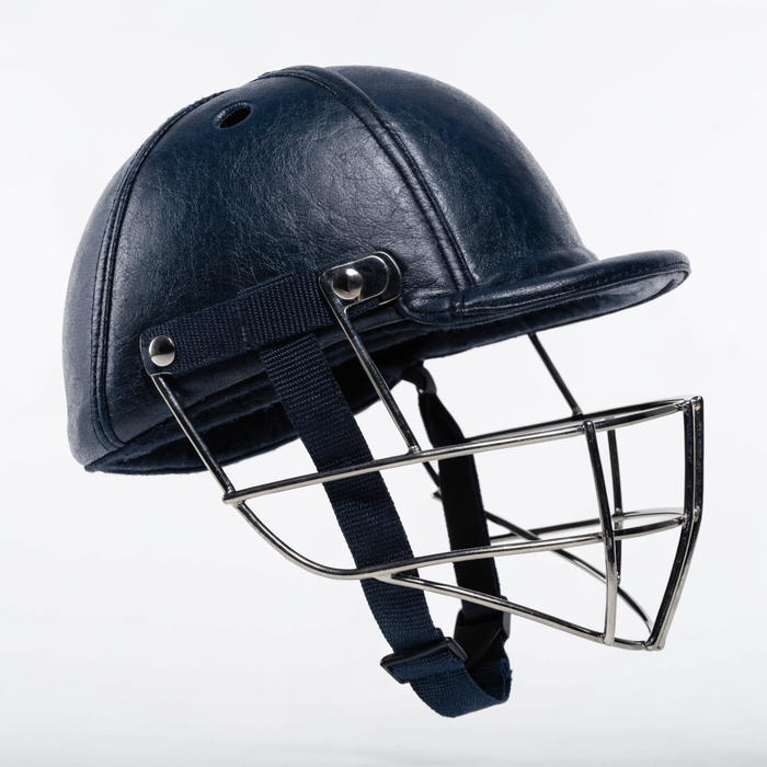 Navy cricket helmet with metal grille faceguard — sports helmets at Nova Sports Mauritius — Protection available in Mauritius
