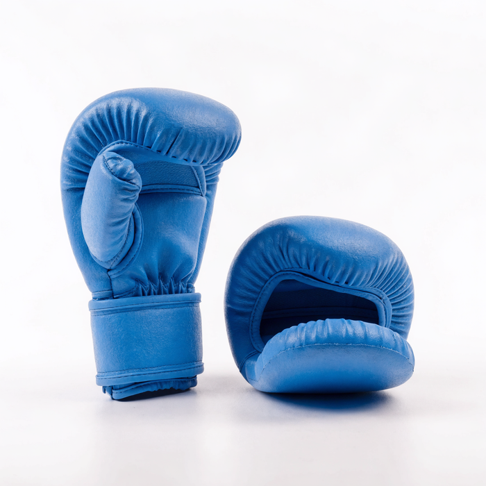 Nova Sports taekwondo hand protectors in blue dipped foam, pair shown on a white background — Gloves available in Mauritius
