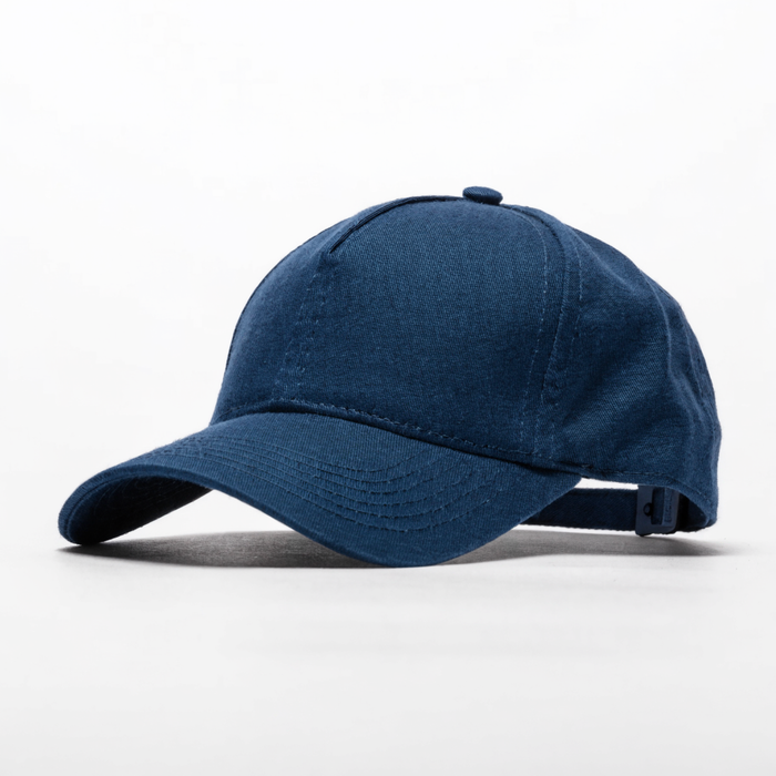 Navy blue sports cap with curved brim — sports caps at Nova Sports Mauritius — Apparel available in Mauritius
