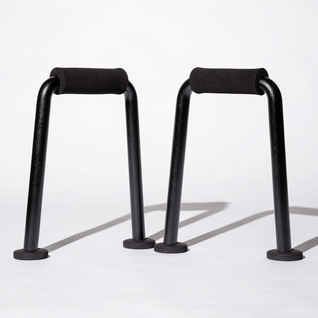 Pair of black steel push-up bars with foam grips — push up bars at Nova Sports Mauritius — Gym from Nova Sports Mauritius
