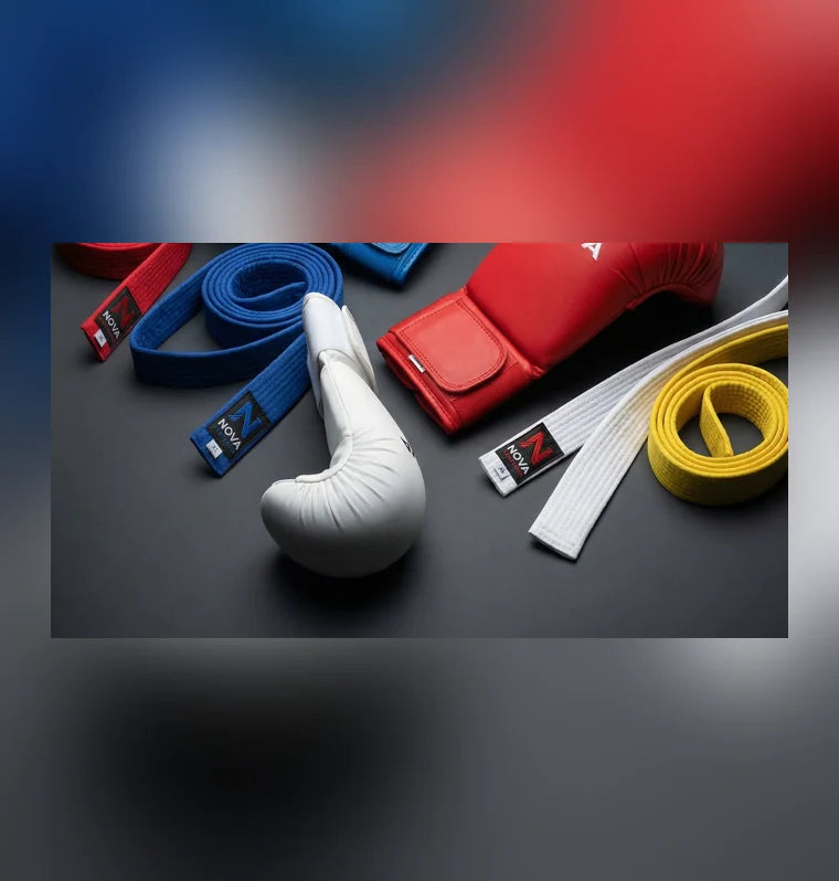 Nova Karate Gloves — Red and Blue — view 3 — Gloves from Nova Sports Mauritius
