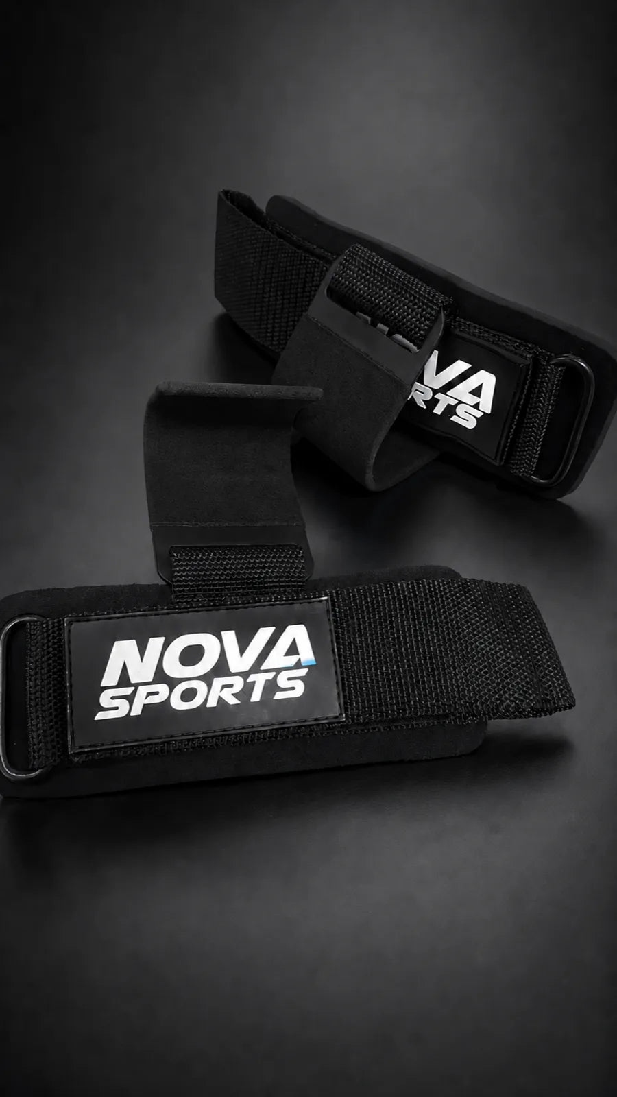 Nova Sports cotton lifting straps in black, pair with padded cuff — Straps & Grips from Nova Sports Mauritius
