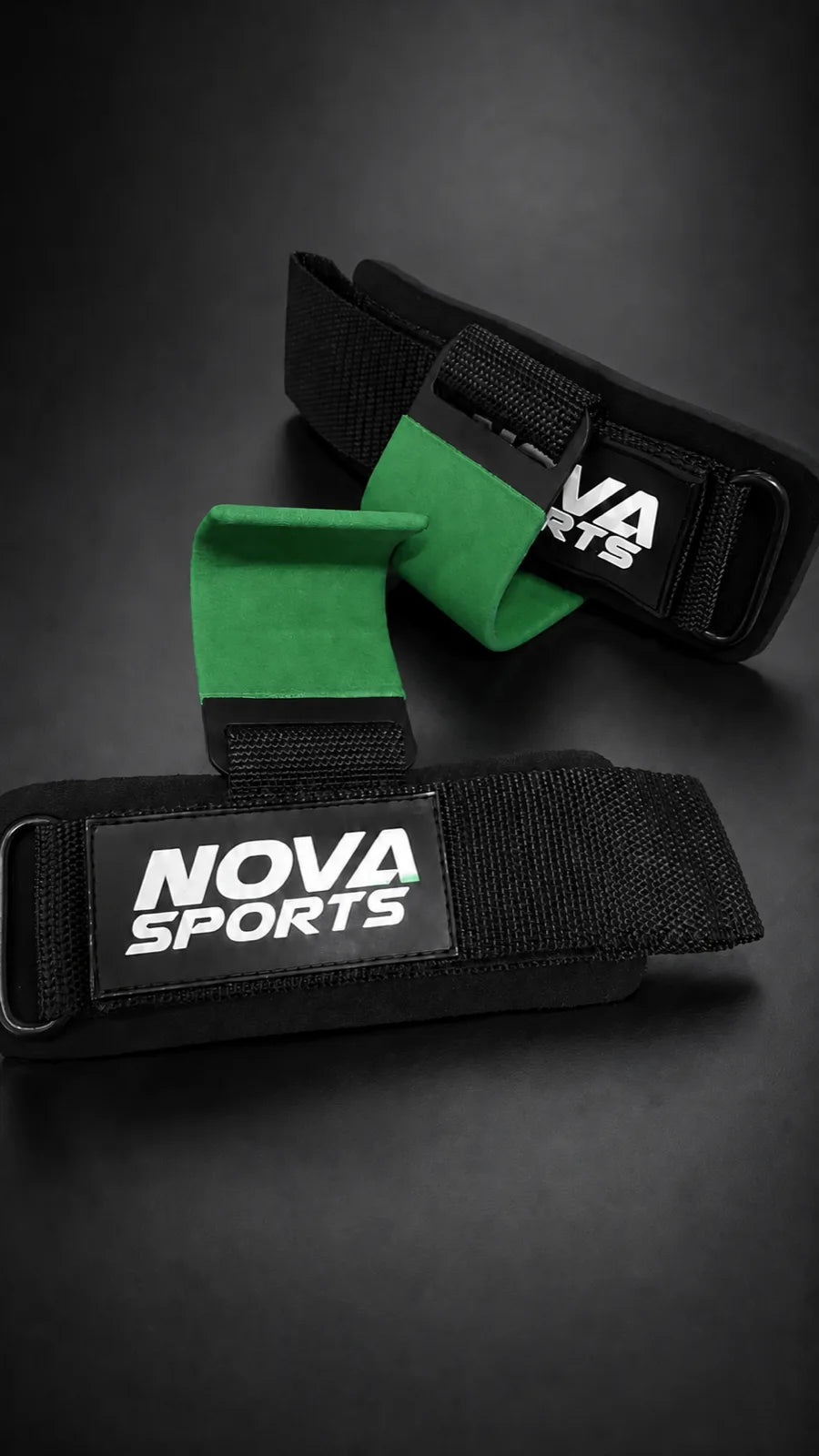 Nova Sports cotton lifting straps in olive green, pair with padded cuff — Straps & Grips from Nova Sports Mauritius
