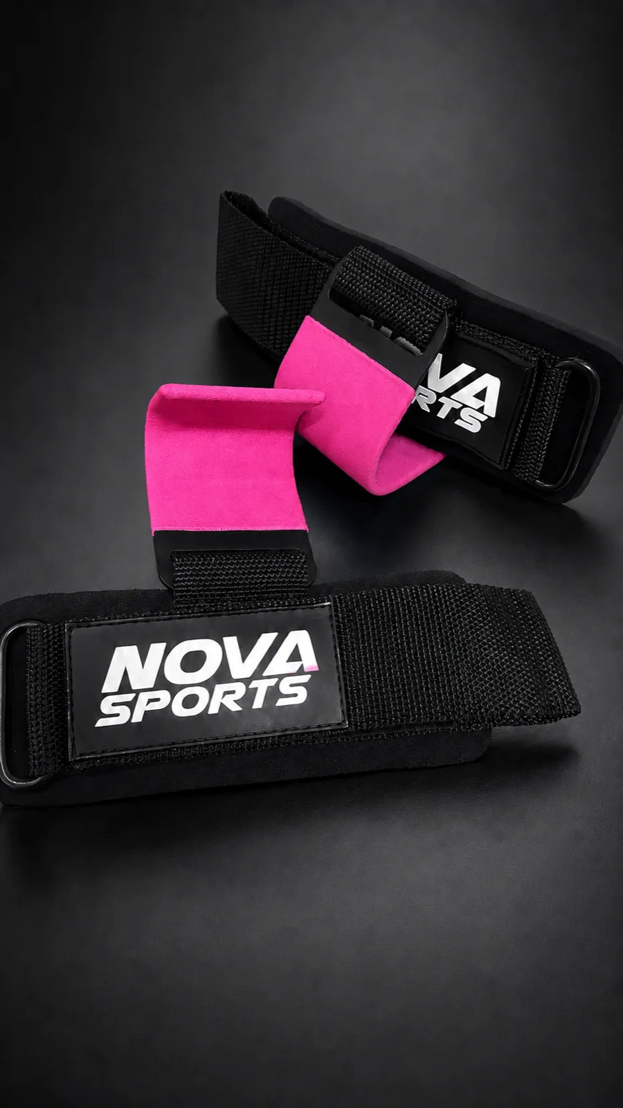 Nova Sports cotton lifting straps in pink, pair with padded cuff — Straps & Grips from Nova Sports Mauritius
