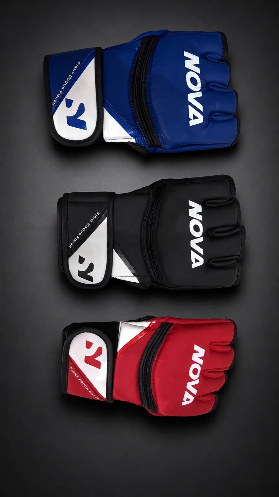 Nova Sports MMA gloves in blue, black and red — MMA Gloves from Nova Sports Mauritius

