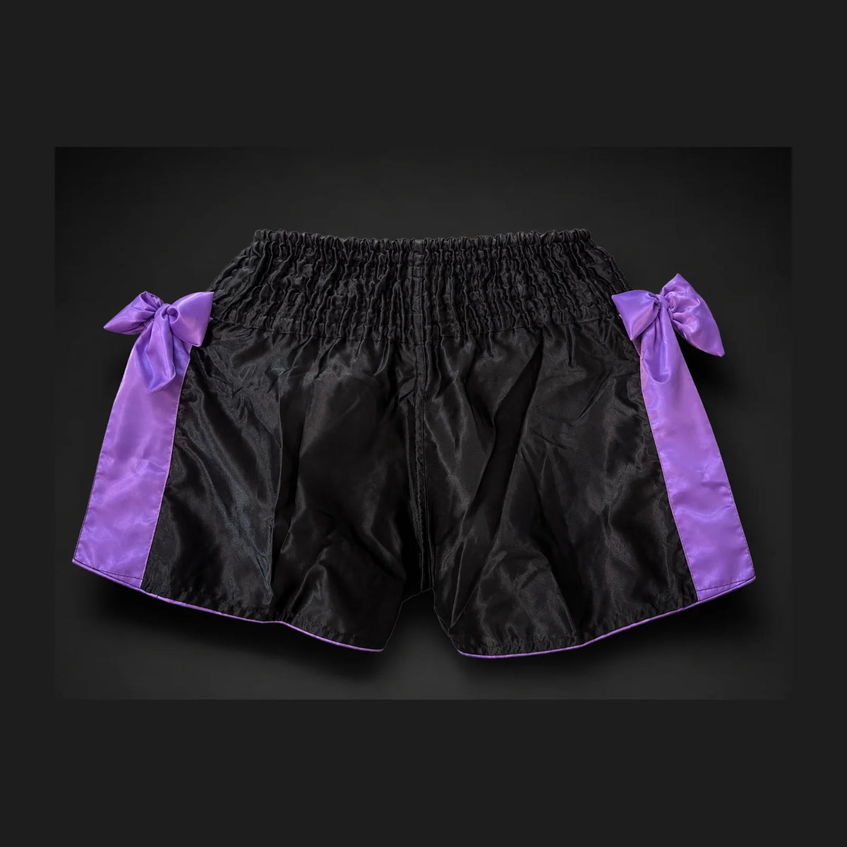 Nova black and purple Muay Thai shorts, back view — Shorts from Nova Sports Mauritius
