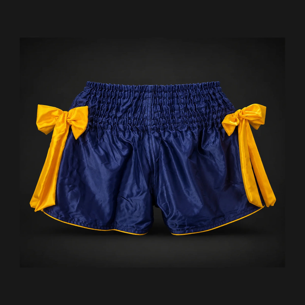 Nova navy and yellow Muay Thai shorts, back view — Shorts from Nova Sports Mauritius
