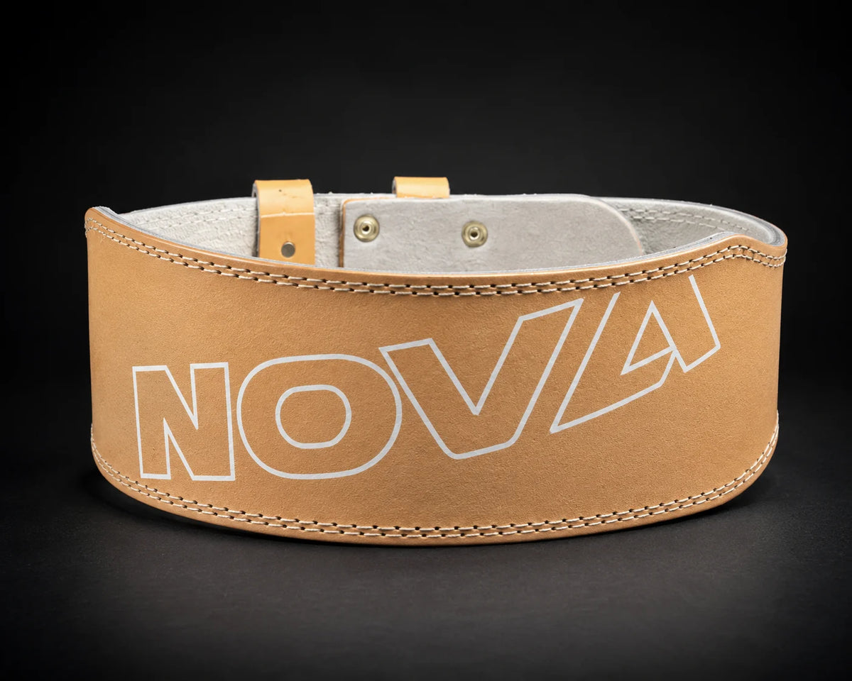 Nova Weightlifting Belt — Natural Tan Leather — view 3 — Belts from Nova Sports Mauritius
