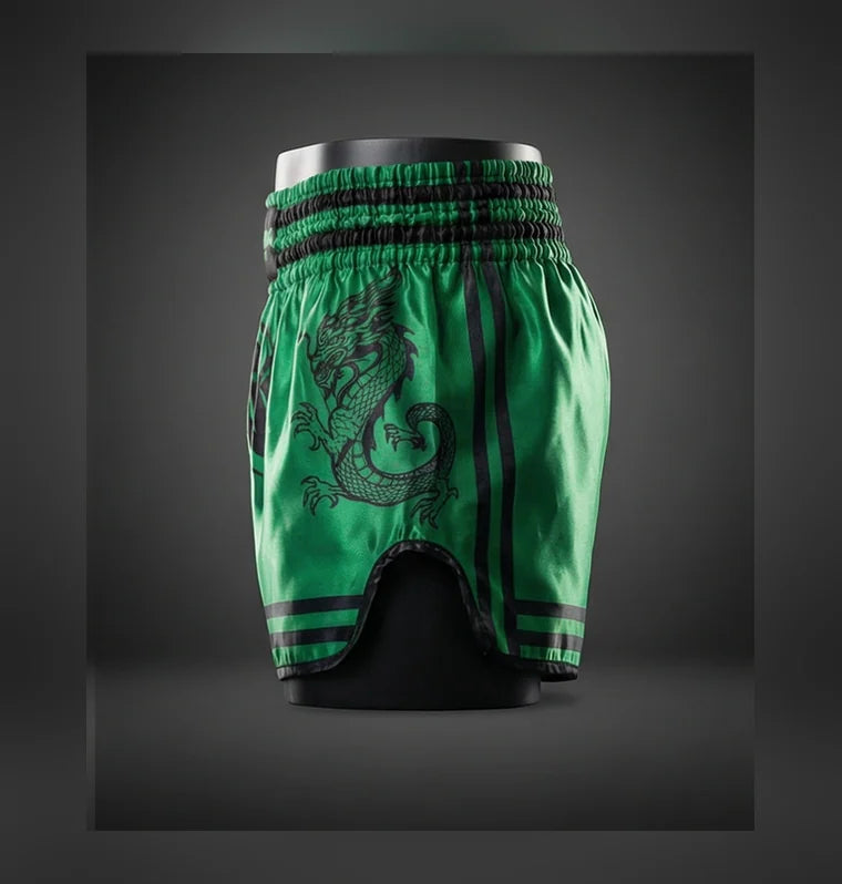 Nova Dragon Green Boxing Shorts — view 2 — Shorts from Nova Sports Mauritius
