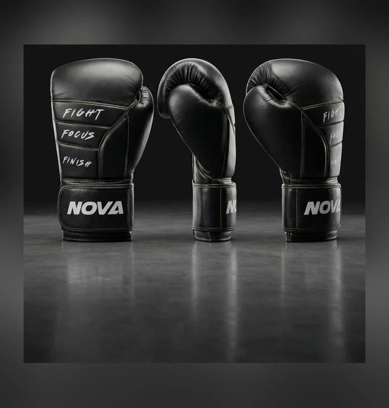 Nova Fight Focus Finish — Premium Leather Boxing Gloves — view 4 — Gloves from Nova Sports Mauritius
