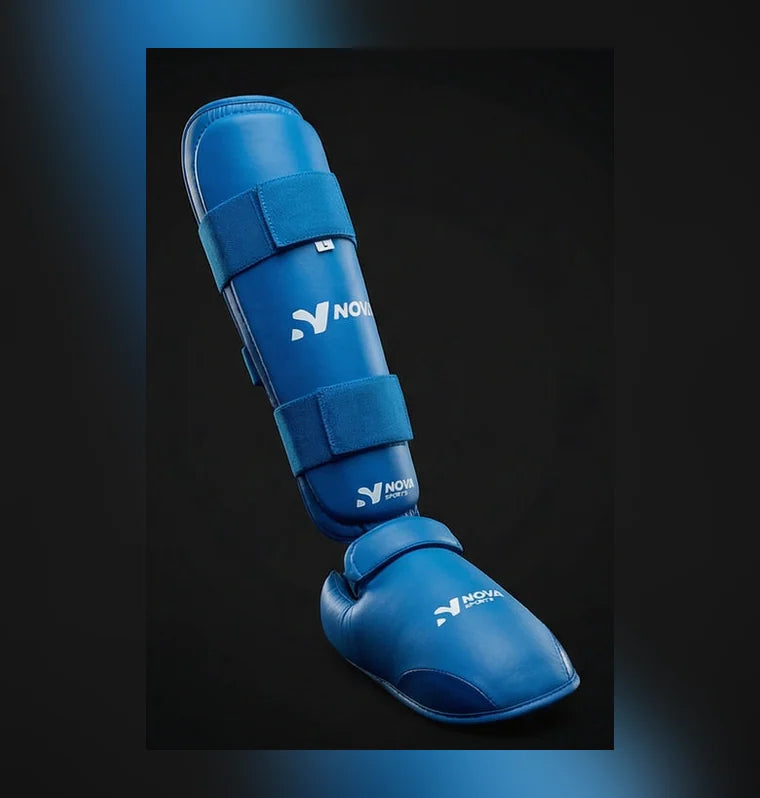Nova Sports Blue Karate Shin & Foot Guards — view 3 — Shin & Foot Guards from Nova Sports Mauritius
