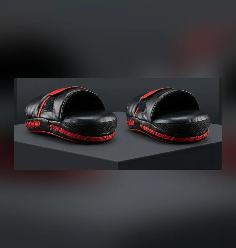 Nova Sports Red & Black Curved Boxing Focus Mitt – Full Leather — view 3 — Focus Pads & Mitts from Nova Sports Mauritius
