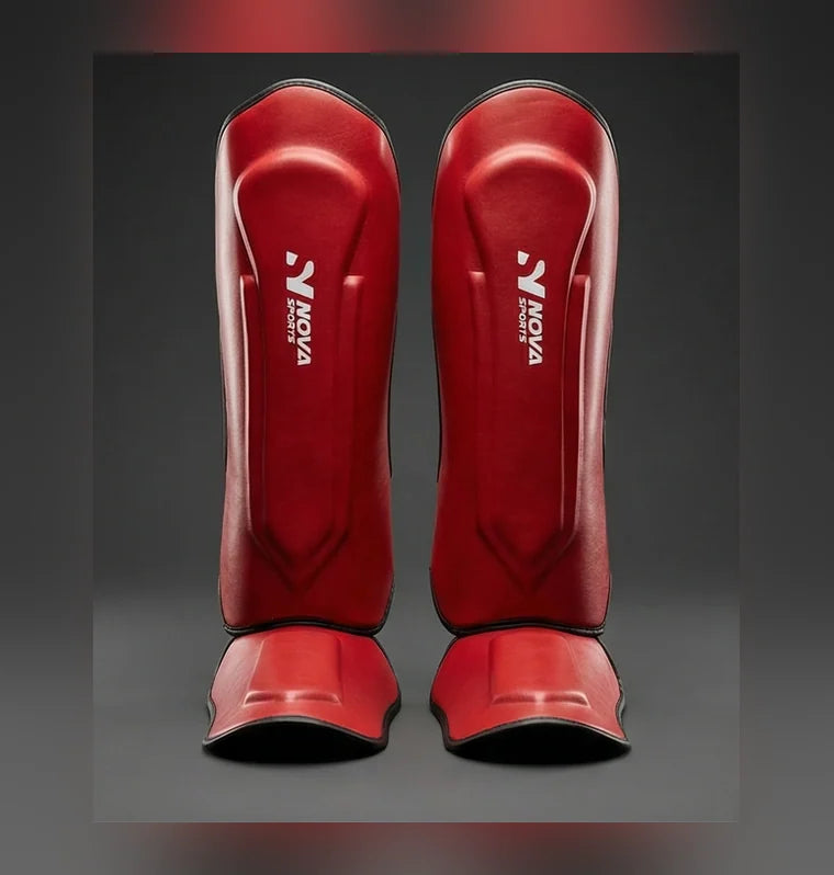 Nova Sports Red Shin Guards – Lightweight Martial Arts Leg Protection — view 3 — Shin & Foot Guards from Nova Sports Mauritius
