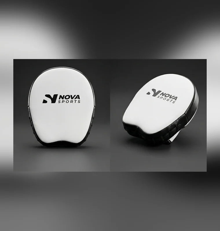 Nova Sports White & Black Curved Boxing Focus Mitt — view 3 — Focus Pads & Mitts from Nova Sports Mauritius
