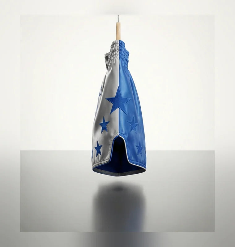 Short de boxe NOVA Warriors – Bleu et blanc — vue 2 — Shorts de Nova Sports, Maurice
